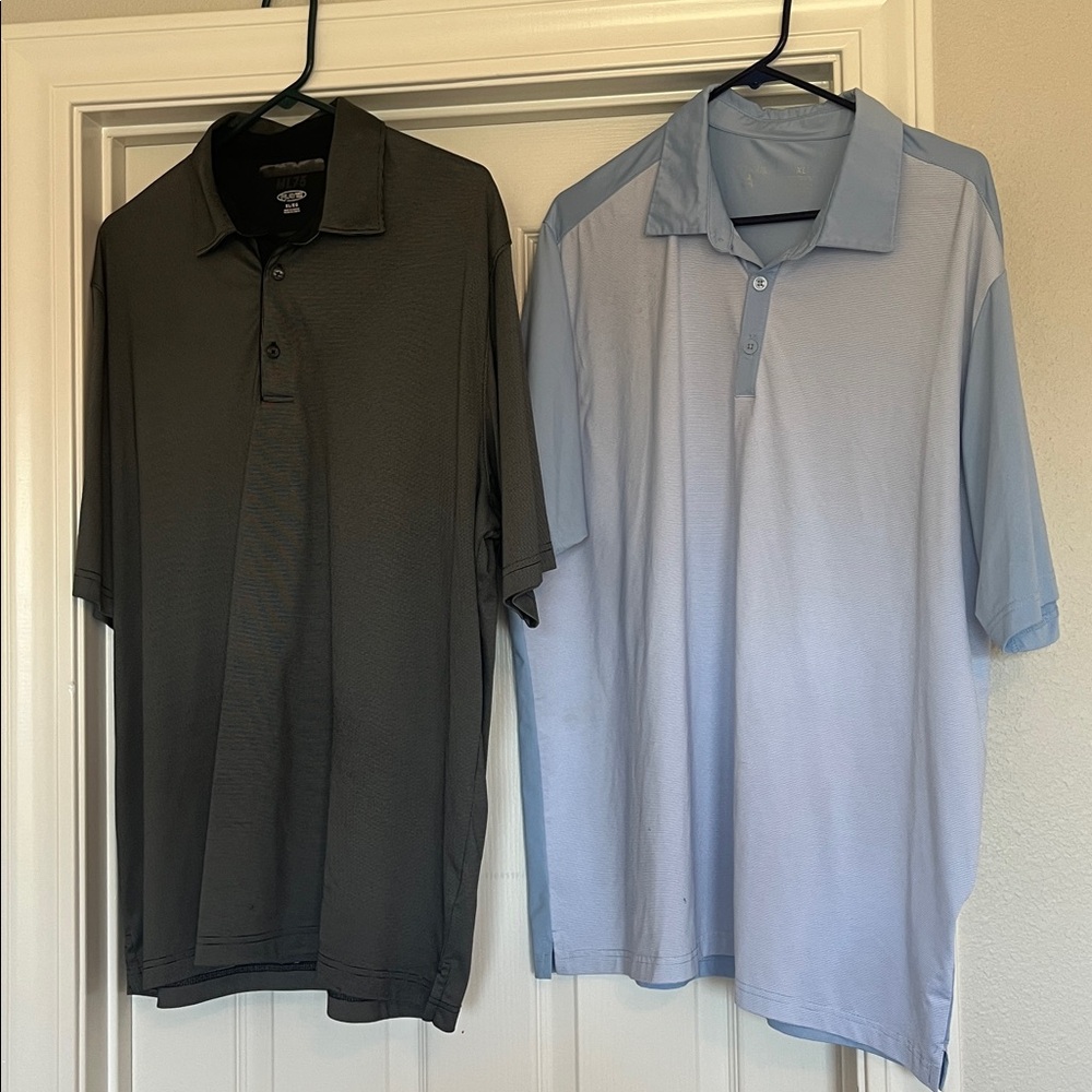 Antigua Men's Golf Polo Bundle - Black Grey & Light Blue